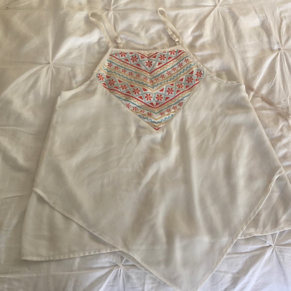 Light off white embroidered halter top